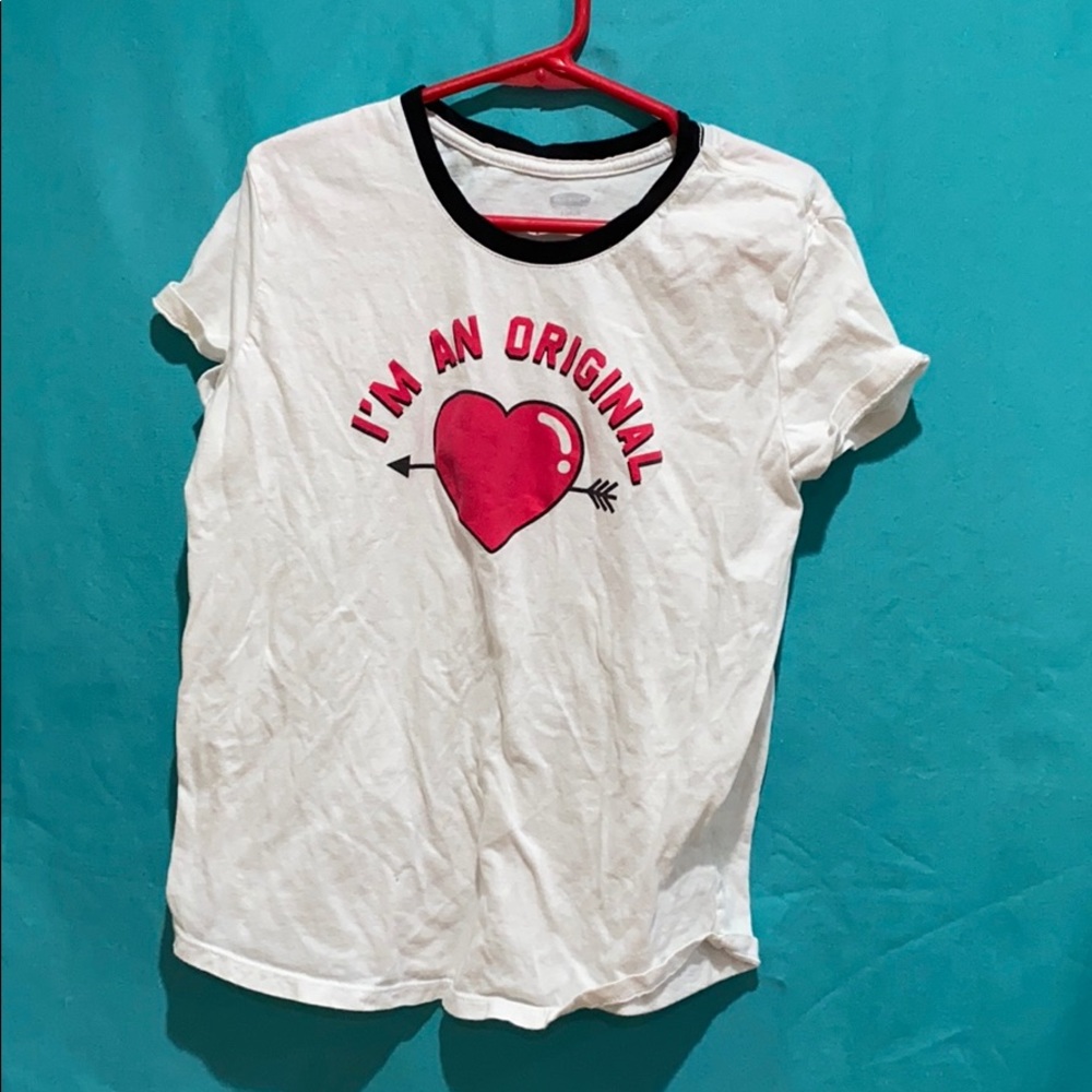 Old Navy white with red heart shirt